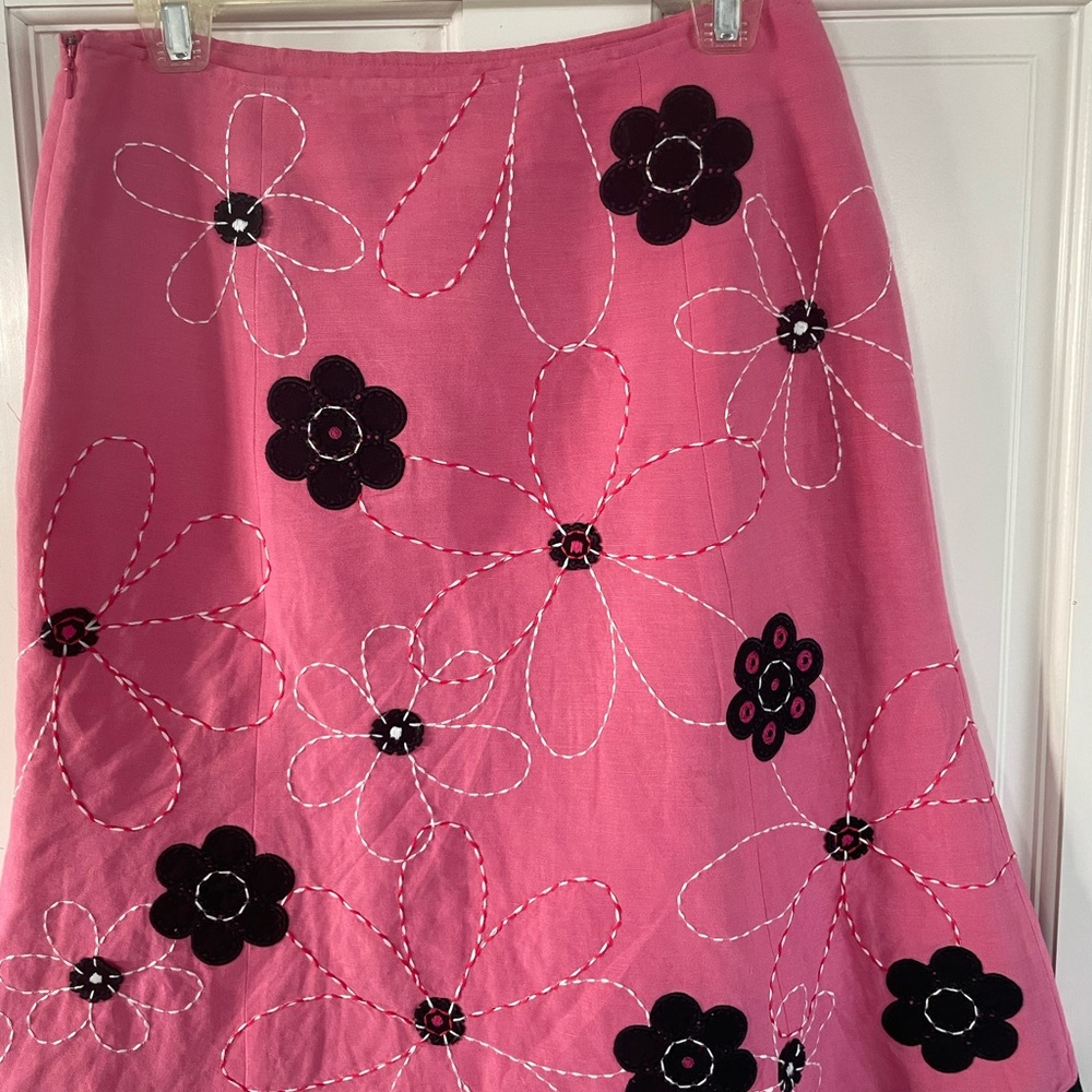 Vintage Harold's Pink Floral Embroidered A-Line Skirt - Picture 2 of 5